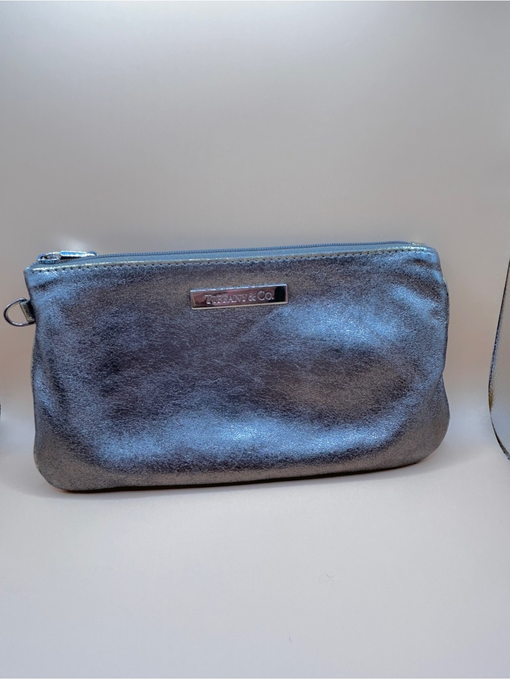 Tiffany and Co. Metallic Gold Cosmetic Zip Pouch Toiletry Bag GC